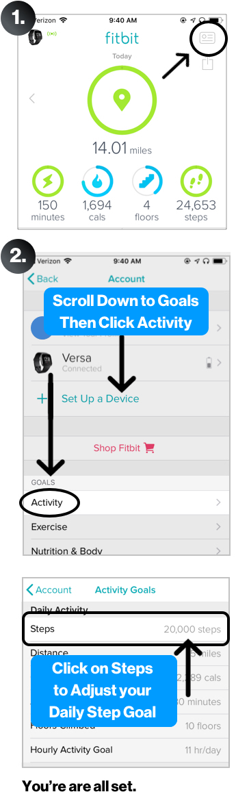 how to change step goal on fitbit