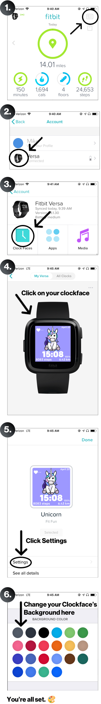 how to change background on fitbit versa